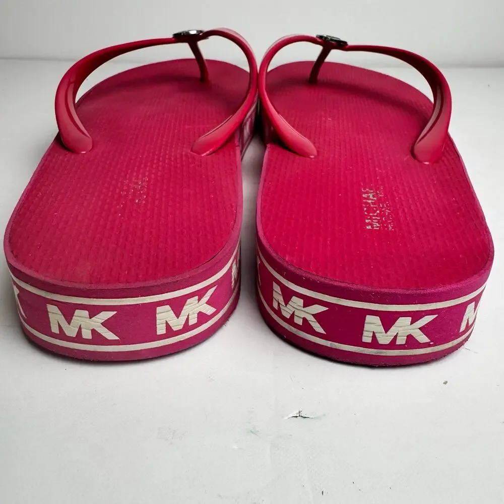 Michael Kors MK Pink Platform Flip Flops Rubber Thong Sandals Women’s No Size